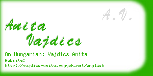 anita vajdics business card